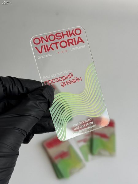 Візитки на прозорому пластику 100 шт Візитки на прозорому пластику фото