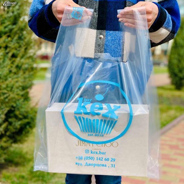 Поліетиленові пакети з логотипом /форма&nbsp;"майка"/ прозорі 100 шт (30х50 см) Поліетиленові пакети з логотипом /форма&nbsp;"майка"/ прозорі фото